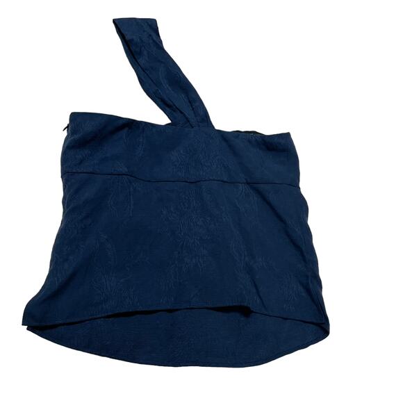 Veronica Beard NWT Belinda One Shoulder Jacquard Top Color Ink Blue Size 4 - Picture 4 of 10